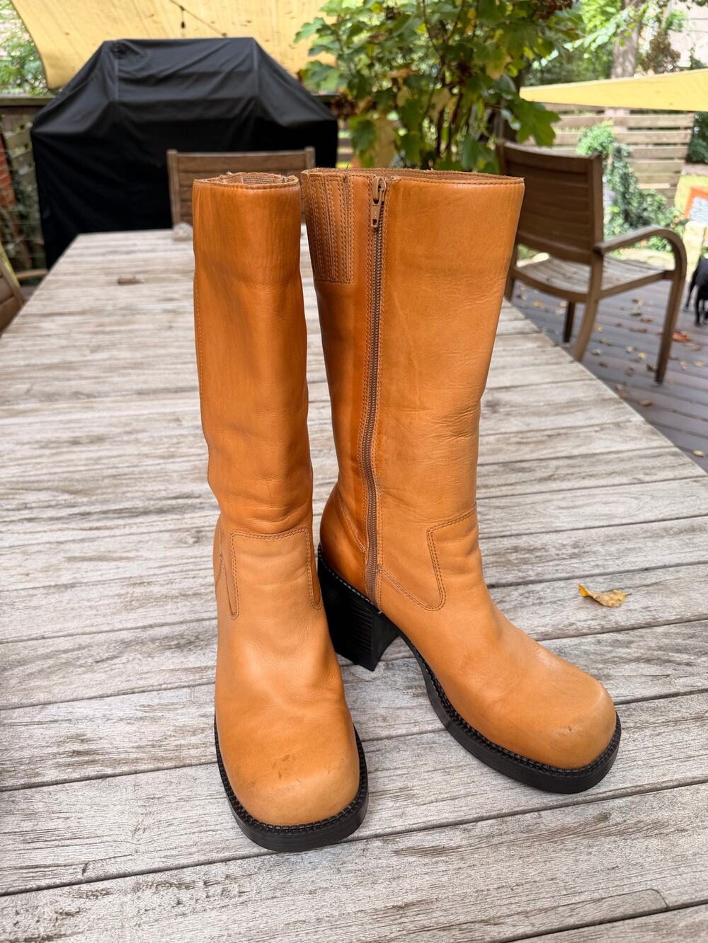 Nine West G-Denver2 Women’s 10 Brown Leather Knee High Chunky Heel Y2K Boots